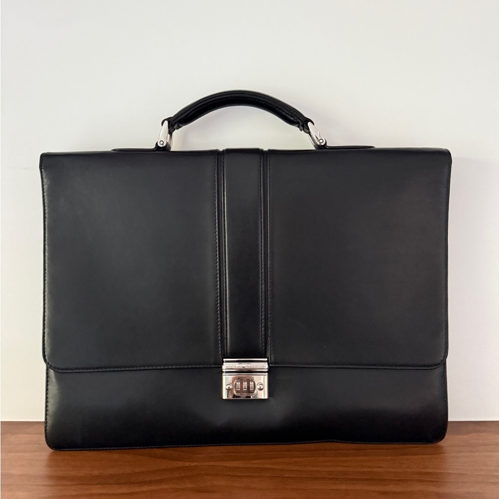 Mont Blanc Black Leather Briefcase